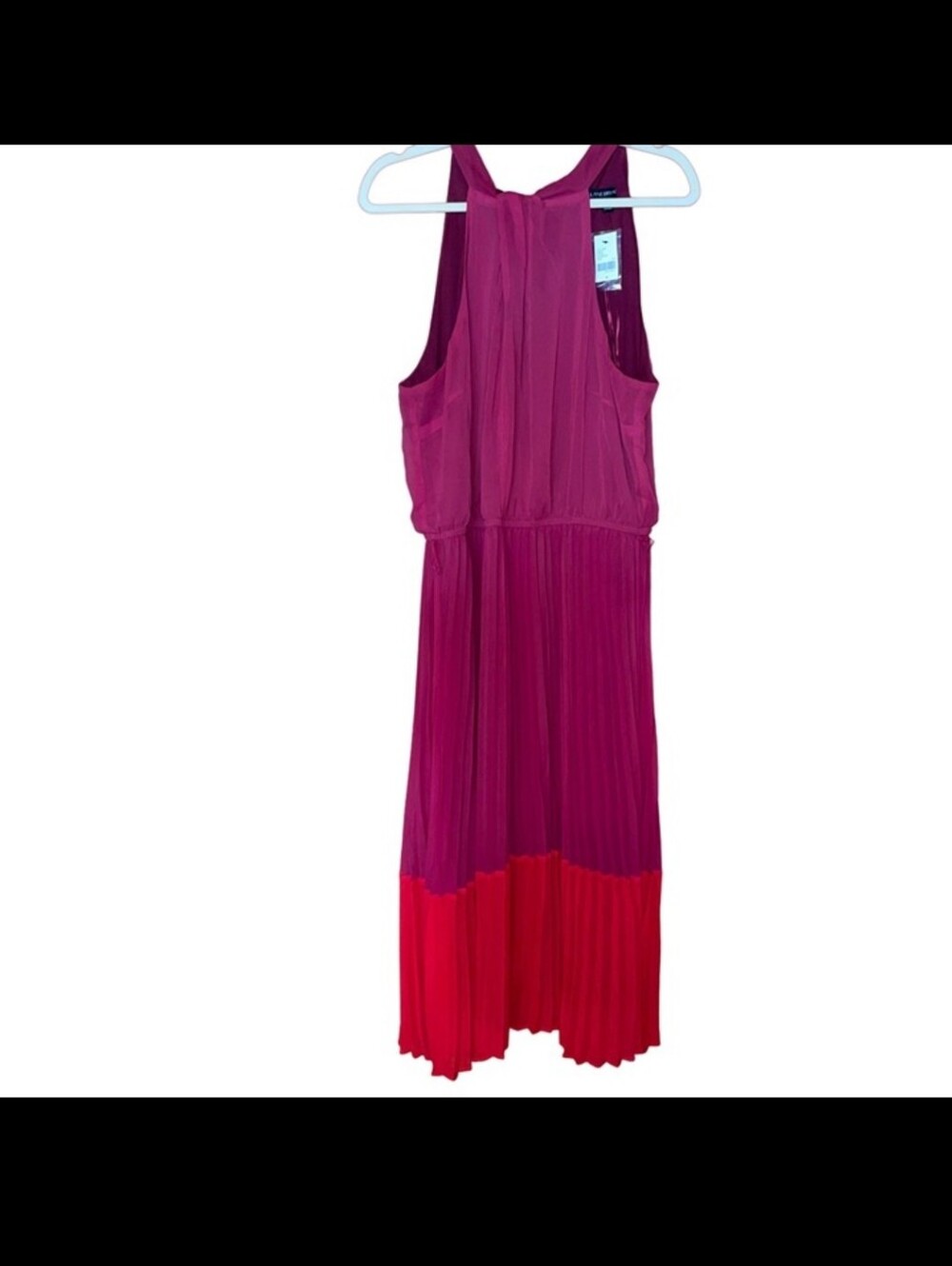 Lane Bryant Magenta and Red Pleated Colorblock Dress